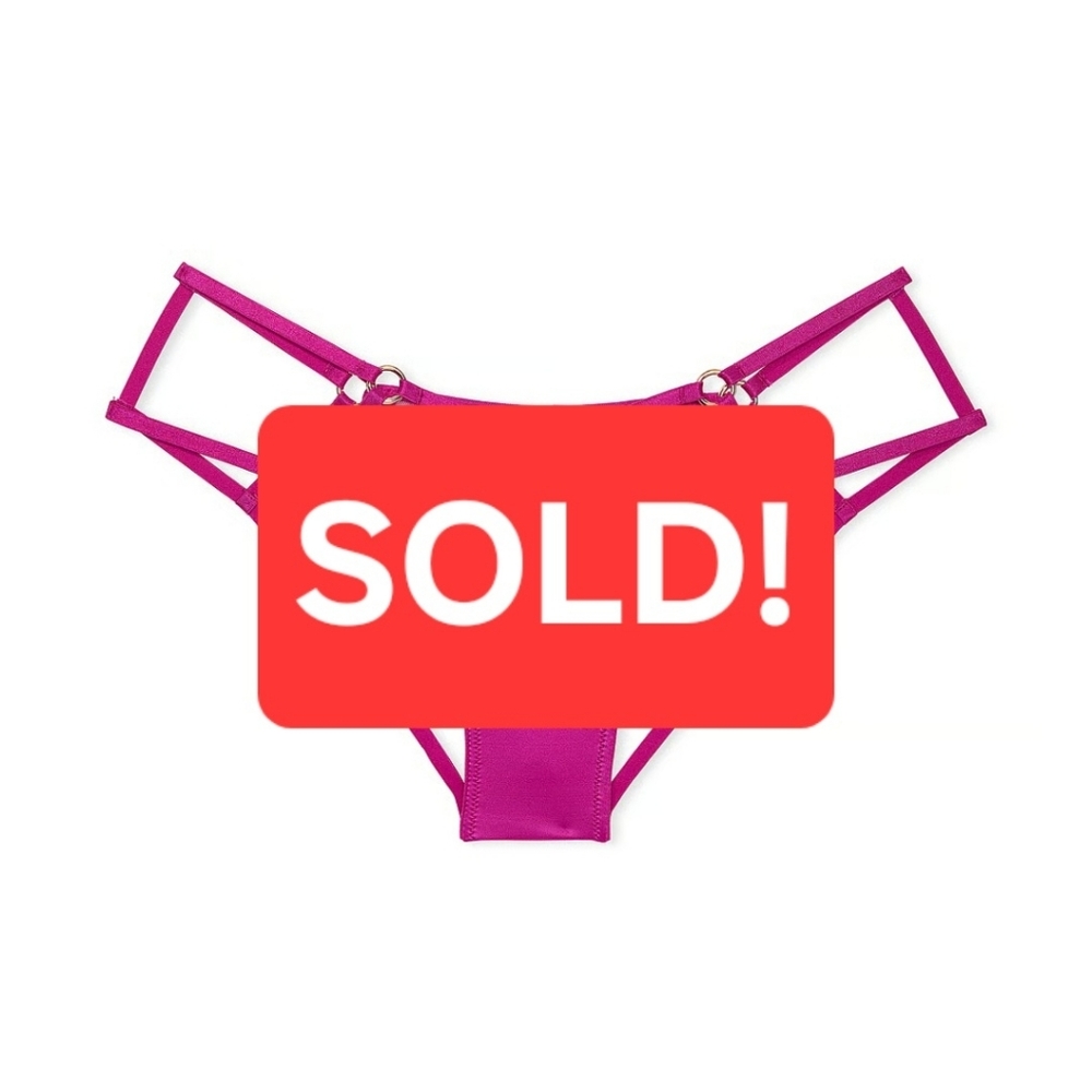 NWTs Victorias Secret Strappy Hardware High-Leg Cheeky Panty in Pink Size Medium